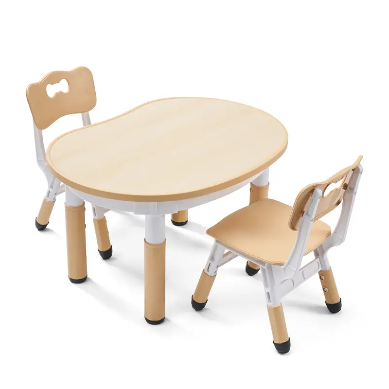 Kids Peanut Shape Table and Chairs Set - Children Multi-Activity Table for Ages 2-10