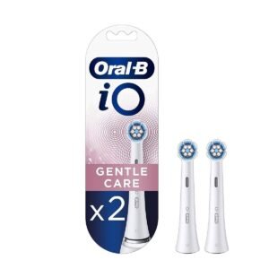 Oral-B iO Gentle Care Electric Toothbrush Head, Twisted & Angled Bristles for Deeper Plaque Removal, Pack of 2 Toothbrush Heads, White