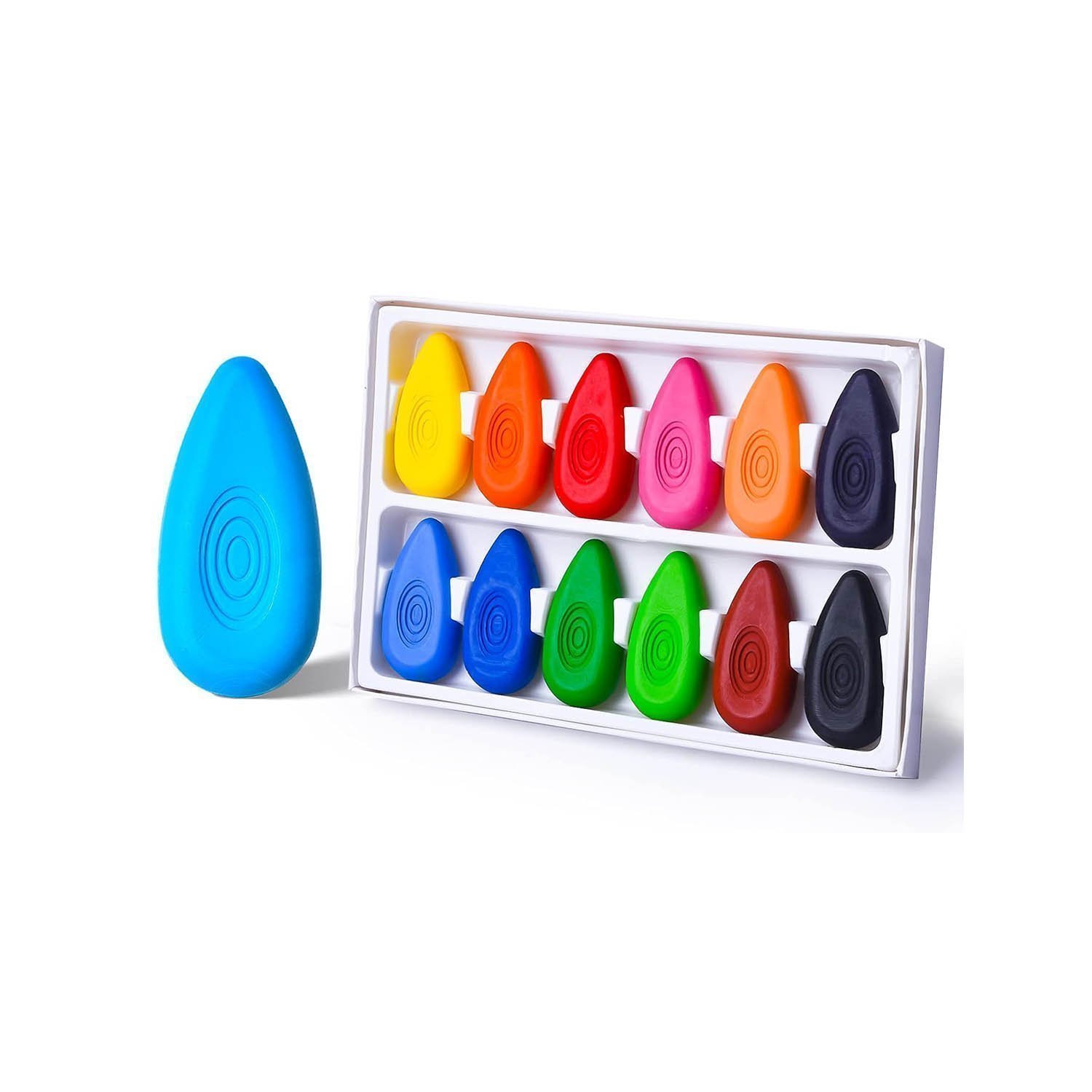 Four Candies 12 Colors Crayons for Kids, My First Jumbo Crayons for Toddlers with Easy-Grip