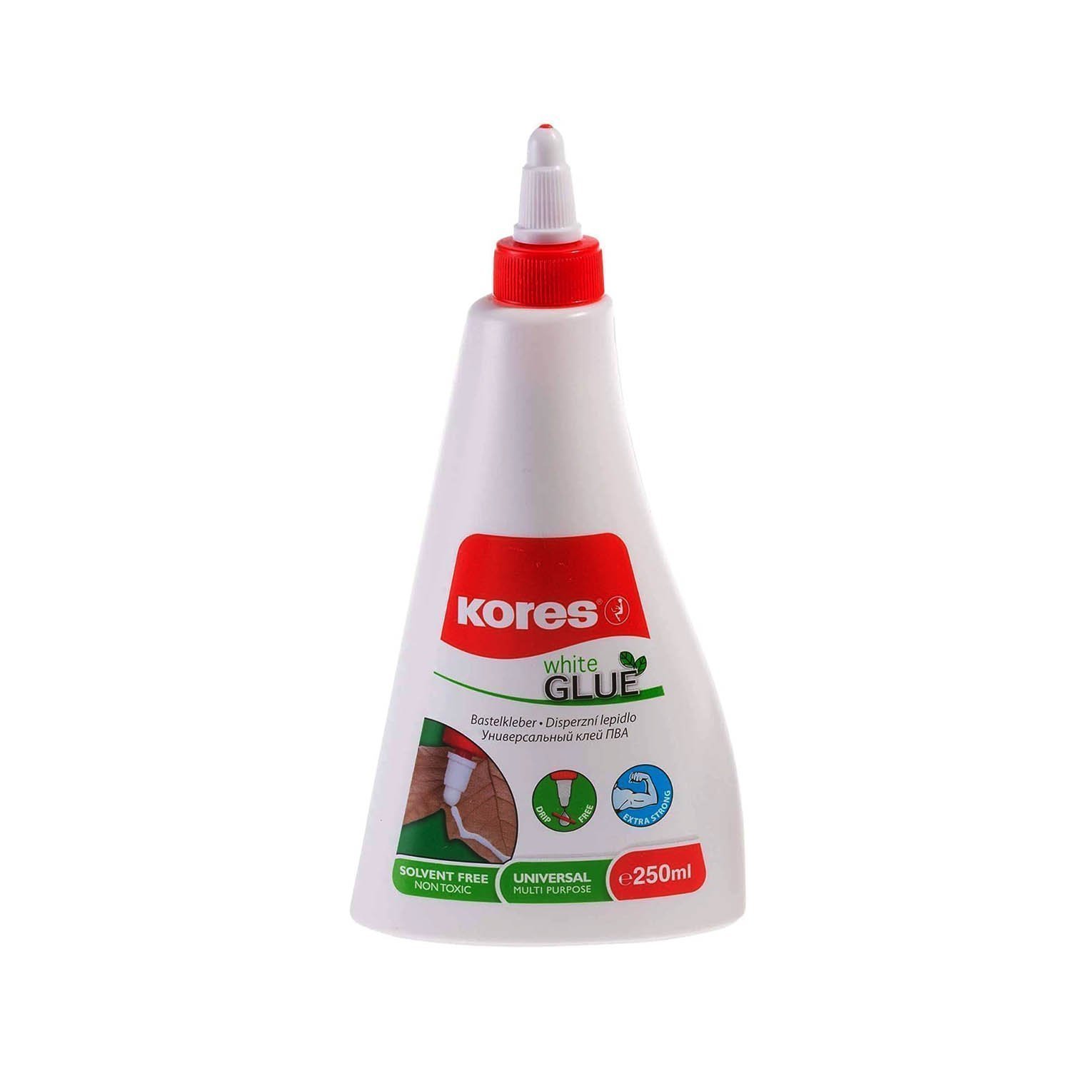 Kores - Strong-Hold White Adhesive Liquid Craft Glue for Kids and Adults - Pack of 1 x 250ml, 250ml, PVA
